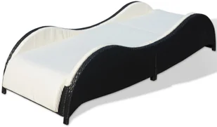 vidaXL vidaXL Leżak Polirattan Czarny - Leżaki ogrodowe - miniaturka - grafika 4