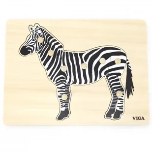 VIGA Toys Drewniane Puzzle Montessori Zebra z Pinezkami - Puzzle - miniaturka - grafika 2