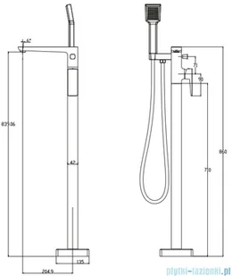 Omnires Parma bateria wannowa wolnostojąca kompletna chrom/biały PM7433CRB - Baterie wannowe i prysznicowe - miniaturka - grafika 2
