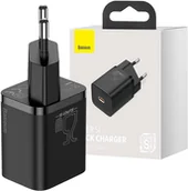 Ładowarki do telefonów - Baseus Ładowarka sieciowa zasilacz Super Si USB-C Type C PD 25W Czarna 6932172603724 - miniaturka - grafika 1