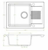 Zlewozmywaki - Laveo Celia granitowy 65x44 cm 1-komorowy z półociekaczem granit SJC713T - miniaturka - grafika 1