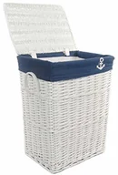 Pojemniki kuchenne - DVier Pranie kosz wiklinowy prostokątny biały niebieski morski 48 X 36 h.62 - miniaturka - grafika 1