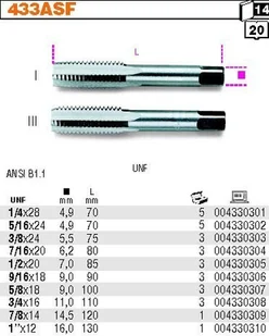 BETA GWINTOWNIK CALOWY UNF 1/4-2SZT 433ASF/1/4 - Gwintowniki - miniaturka - grafika 2