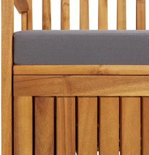 vidaXL Ławka ogrodowa ze schowkiem i poduszką, 148 cm, drewno akacjowe - Ławki ogrodowe - miniaturka - grafika 6