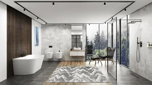 Corsan Wanna przyścienna wolnostojąca E030 Mono 160 cm z wykończeniem białym 648943 - Wanny - miniaturka - grafika 3