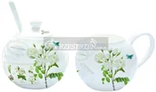 Cukiernice - Easy life nuova r2s KOMPLET - PORCELANOWA CUKIERNICA I MLECZNIK - Natural - Kwiaty (317 NATU) - miniaturka - grafika 1