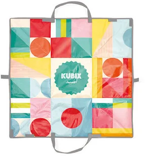 Janod Klocki drewniane z matą do zabawy Kubix 80 sztuk, 2 lata +, 3247-0 - Klocki - miniaturka - grafika 4