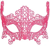 Stroje karnawałowe - WIDMANN Andreas 04745  maska na oczy Neon z koronką, One Size, jeden rozmiar, różowy - miniaturka - grafika 1