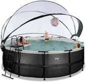 Baseny ogrodowe - Exit Basen Leather 427 x 122 cm z dachem drabinka + pompa wysoki czarny 30.67.14.20 - miniaturka - grafika 1