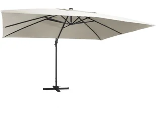 vidaXL Parasol z LED i aluminiowym słupkiem, 400x300 cm, piaskowy vidaXL - Parasole ogrodowe - miniaturka - grafika 9