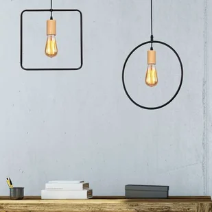 Spotlight Geometryczna LAMPA wisząca CARSTEN WOOD 1650174 metalowa OPRAWA skandynawski ZWIS okrągły czarny dąb olejowany 1650174 - Lampy sufitowe - miniaturka - grafika 2