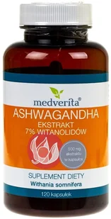 Medverita Medverita, Ashwagandha  7% Witanolidów, 120 kapsułek - Witaminy i minerały dla sportowców - miniaturka - grafika 2