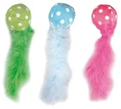 Zabawki dla kotów - Flamingo Piłeczka z piórkiem kolor mix - miniaturka - grafika 1