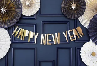 PartyDeco Baner "Happy New Year", zloty, 90 cm GRL46-019M - Sylwester - miniaturka - grafika 2