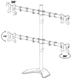 Techly Techly Ramię biurkowe na cztery monitory LED/LCD 13-27cali VESA 4x10kg regulowane AJTEYM000027590 - Uchwyty do monitorów - miniaturka - grafika 3
