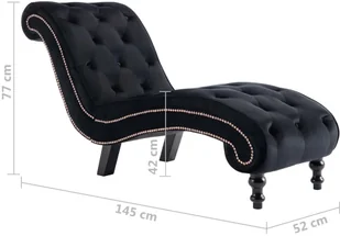 vidaXL Szezlong, czarny, tapicerowany aksamitem - Szezlongi - miniaturka - grafika 8