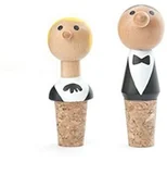 Zestawy do wina - Kikkerland ba60 korek do wina "AT YOUR Service" 2-częściowy zestaw BA60 - miniaturka - grafika 1