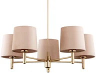 Lampy sufitowe - Euluna Żyrandol Polo, 5-pkt. beżowy/ciemny mosiądz - miniaturka - grafika 1