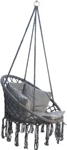 SASKA GARDEN Hamak ażurowy fotel wiszący 80x60cm luxe z poduszką szary 1026954 - Fotele ogrodowe wiszące - miniaturka - grafika 17