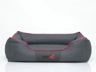 Legowiska dla psów - Hobbydog Legowisko dla psa, szary z czerwoną lamówką, 110x90 cm - miniaturka - grafika 1