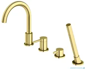 Baterie wannowe i prysznicowe - Kohlman Axel Gold bateria wannowa 4-otworowa z obrotową wylewką złoty połysk QB244AGD | - miniaturka - grafika 1