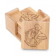 Pozostałe akcesoria barmańskie - Murrano Podkładki bambusowe pod piwo kawę grawer zestaw x6 dla kucharza PDK-BMB-023 - miniaturka - grafika 1