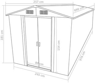 vidaXL Szopa ogrodowa, zielona, 257x990x181 cm, stal galwanizowana! 47036 - Altany ogrodowe - miniaturka - grafika 9