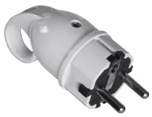 Wtyczka z uszkiem Schuko z uziem. biała D.3101N - Kostki, złączki, wtyczki - miniaturka - grafika 2