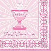Kinder party - Unique impreza Supplies oszałamiająco krzyż Różowy pierwszą komunię serwetek, 16 sztuk 43803 - miniaturka - grafika 1