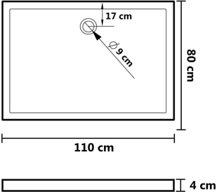 vidaXL Brodzik Brodzik prysznicowy prostokątny ABS czarny 80x110 cm - Brodziki prysznicowe - miniaturka - grafika 7