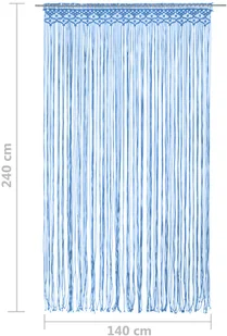 vidaXL Zasłona z makramy, niebieska, 140 x 240 cm, bawełna - Zasłony - miniaturka - grafika 15