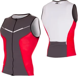 ZEROD koszulka triathlonowa RACER SINGLET szaro-czerwona - Bielizna sportowa męska - miniaturka - grafika 4
