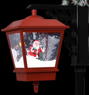 vidaXL Świąteczna latarnia z Mikołajem, czarno-czerwona, 81x40x188 cm - Pozostałe akcesoria świąteczne - miniaturka - grafika 5