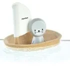 Plan Toys Drewniana żaglówka z foczką do kąpieli - zabawka z drewna żaglówka do wanny, 12m + PLTO-5710 - Zabawki do kąpieli - miniaturka - grafika 4