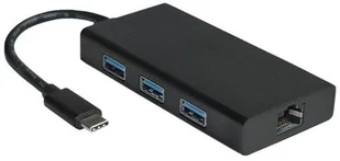 Value 12991109 USB 3.1 Typ C konwerter do Gigabit Ethernet i Hub 3 X USB 3.0 Typ A Czarny 12991109 - Huby USB - miniaturka - grafika 2