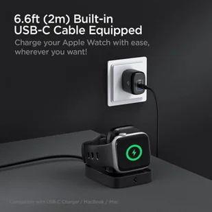 Spigen Ładowarka Ładowarka bezprzewodowa do Apple Watch PF2002 PowerArc Apple Watch Wireless Charger Black SPN1678BLK - Ładowarki do telefonów - miniaturka - grafika 6