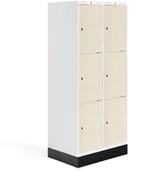 Meble do szkół i przedszkoli - AJ Produkty Szafka do szatni ROZ, 2 moduły, 6 drzwi, 1740x800x550 mm, brzoza, z podstawą - miniaturka - grafika 1