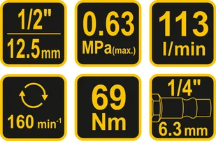 Vorel GRZECHOTKA PNEUMATYCZNA 1/2"" 69Nm 81119 81119 - Klucze pneumatyczne - miniaturka - grafika 5