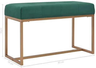 vidaXL Ławka, 80 cm, zielona, aksamitna vidaXL - Ławki do przedpokoju - miniaturka - grafika 10
