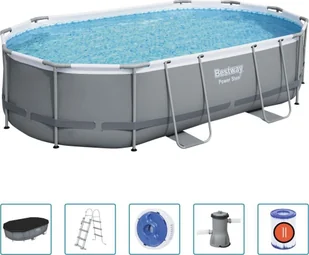 vidaXL Bestway Owalny basen Power Steel z zestawem, 488 x 305 x 107 cm - Baseny ogrodowe - miniaturka - grafika 2