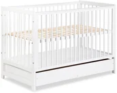 Łóżeczka i kojce - Klupś Łóżeczko TIMI biały z szufladą i barierką 120x60 - miniaturka - grafika 1