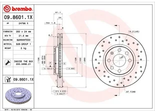Brembo BX 09.8601.1 X op Corsa C A 09.8601.1X - Akcesoria do elektronarzędzi - miniaturka - grafika 2