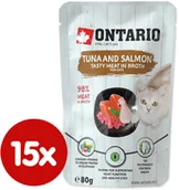 Mokra karma dla kotów - Ontario mokra karma dla kota Tuna and Salmon in Broth 15x80 g - miniaturka - grafika 1