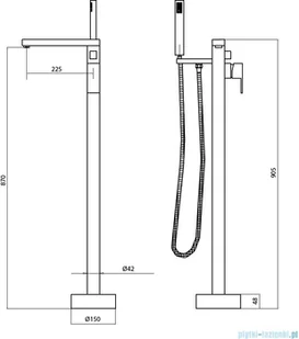 BESCO Varium bateria wannowa wolnostojąca chrom BW-V-CH | - Baterie umywalkowe - miniaturka - grafika 2