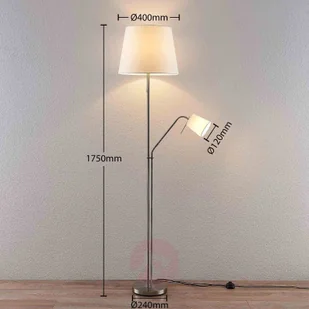 Lindby Nantwin lampa podłogowa, tekstylna, biała - Lampy stojące - miniaturka - grafika 4