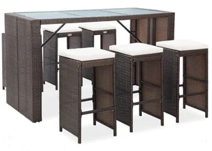 vidaXL 7 częściowy zestaw barowy do ogrodu z poduszkami rattan PE brązowy 49559 49559 - Pozostałe meble ogrodowe - miniaturka - grafika 2