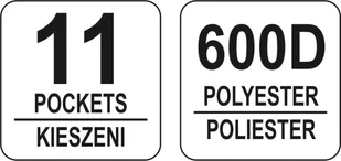 Yato POJEMNIK NARZĘDZIOWY OTWARTY 22" Z UCHWYTEM Z RURKI, 11 KIESZENI YT-74373 YATO YT-74373 - Skrzynki i torby narzędziowe - miniaturka - grafika 3