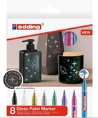 Markery do tablic - Edding Markery olejowe 751 - metaliczne - zestaw 8 szt 751/8S MET - miniaturka - grafika 1