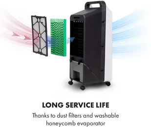 Klarstein Klarstein Cooler Rush, wentylator/chłodnica powietrza, 5,5 l, 45 W, pilot, 5 x pakiet lodowy ACO4-CoolerRushW - Klimatory - miniaturka - grafika 10