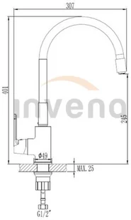 Invena baterie Bateria zlewozmywakowa Joga Plus czarna BZ-32-P04 - Baterie kuchenne - miniaturka - grafika 3